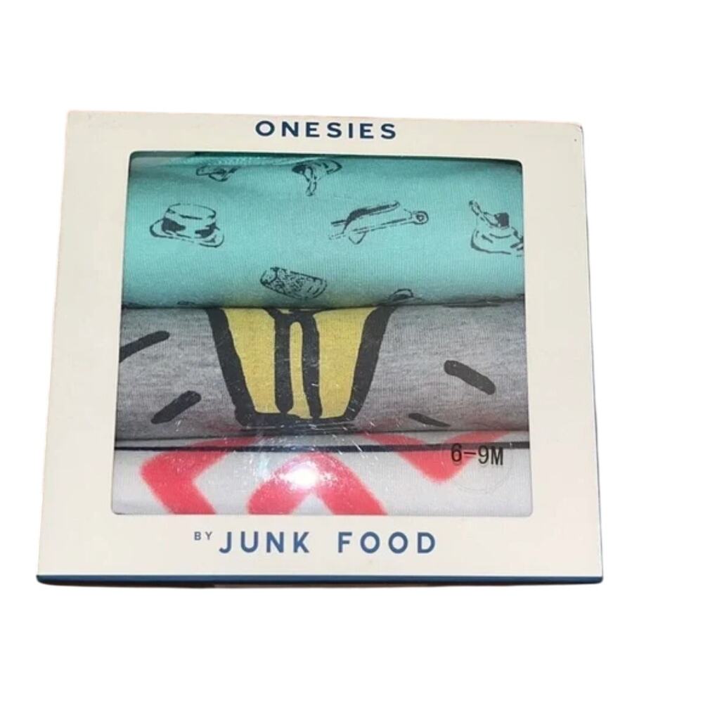 Junk Food Monopoly Themed Onesies Gift Set Size 0-3 months New in Box